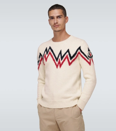 Shop Moncler Norwegian Knitted Sweater In White