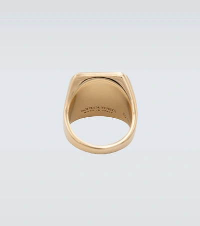 Shop Bottega Veneta Marble Effect Square Ring In Gold