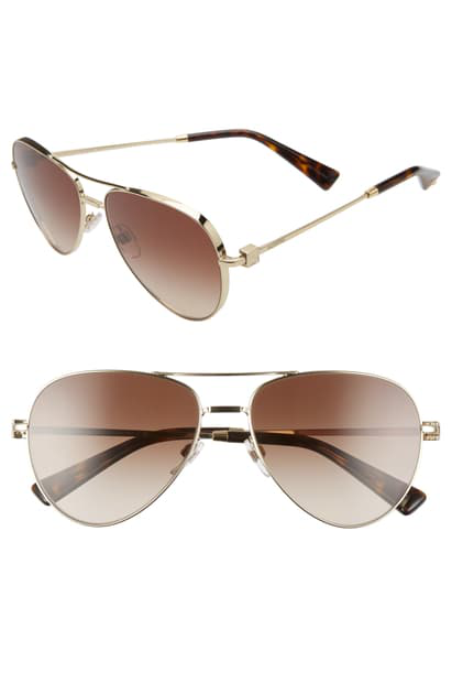 Valentino 57mm Polarized Aviator Sunglasses In Pale Gold/ Gradient ...