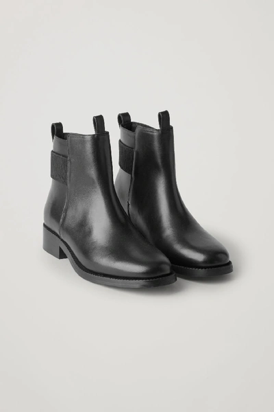 Shop Cos Leather Chelsea Boots In Black