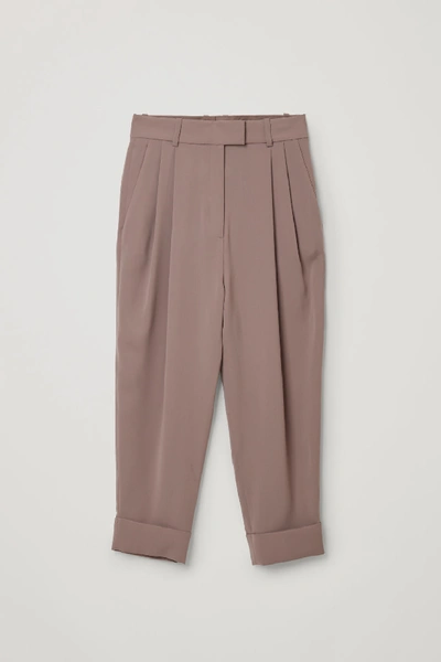 Shop Cos Dropped Crotch Pants With Pleats In Beige