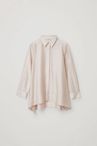 Shop Cos Crinkled Draped Shirt In Beige