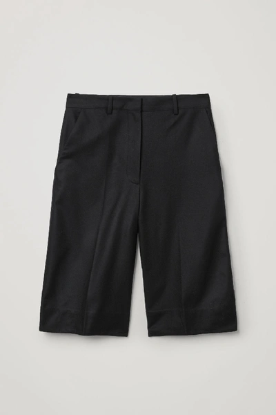 Shop Cos Recycled Wool Mix Oversized Pleated Shorts In Black