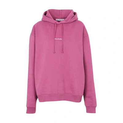 Shop Acne Studios Logo-print Hooded Sweatshirt In Violet Pink