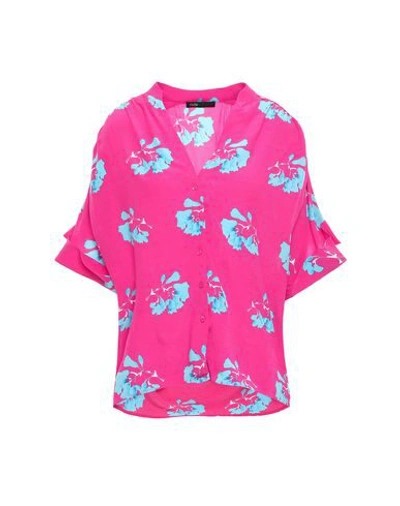 Shop Maje Floral Shirts & Blouses In Fuchsia