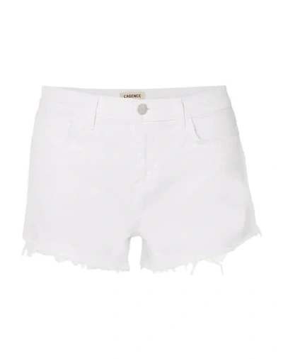 Shop L Agence Denim Shorts In White