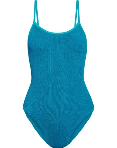 Shop Hunza G One-piece Swimsuits In Turquoise