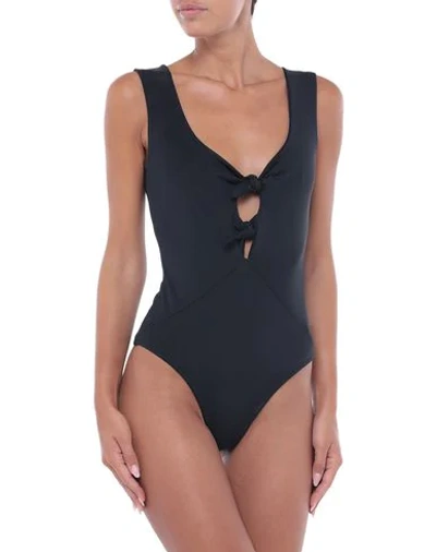Shop Maje One-piece Swimsuits In Black