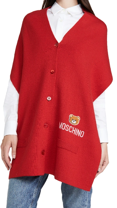 Shop Moschino Scarf Vest With Buttons And Pockets In Red