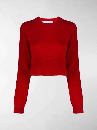 Shop Comme Des Garçons Comme Des Garçons Cropped Sweater In Red