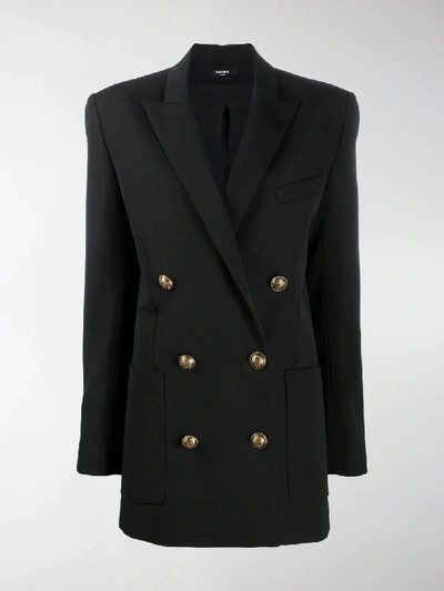Shop Balmain Fitted Double-breasted Blazer In Black