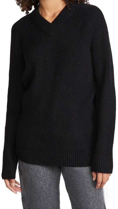 Shop Helmut Lang Cutout V Neck Sweater In Black