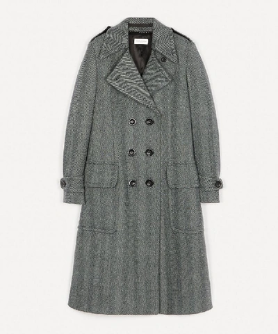 Shop Dries Van Noten Chevron Wool-blend Coat In Grey