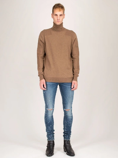 Shop Amiri Fitted Wool Turtleneck In Brown