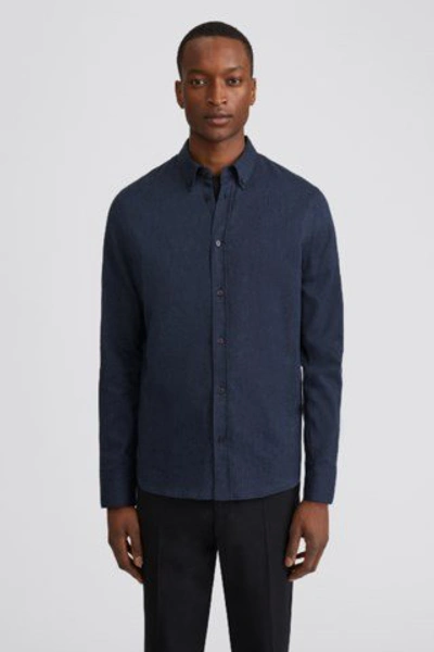 Shop Filippa K Lewis Flannel Shirt In Dark Blue Melange