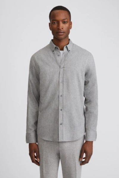 Shop Filippa K Lewis Flannel Shirt In Grey Mel.