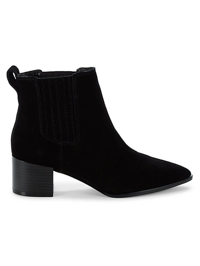 Shop Saks Fifth Avenue Evie Suede Point-toe Booties In Black
