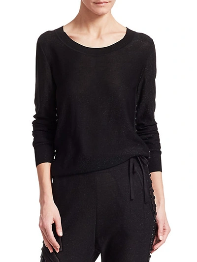 Shop Akris Studded Lurex Silk Knit Pullover Sweater In Black