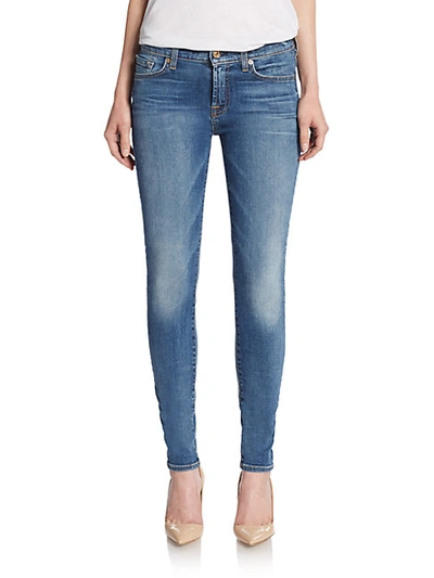 Shop 7 For All Mankind Ankle Skinny Jeans In Blue