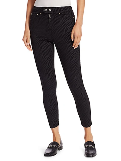 Shop Rag & Bone Women's Nina High-rise Zebra-stripe Ankle Skinny Jeans In Black