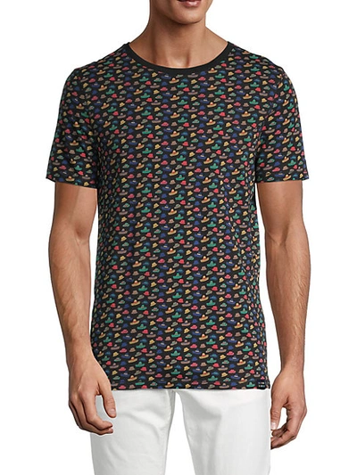 Shop Scotch & Soda Hat-print Cotton Tee In Black Multi