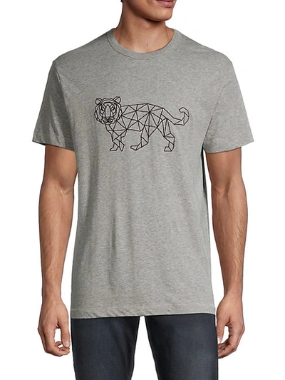 Shop French Connection Tiger-print Cotton-blend Tee In Grey