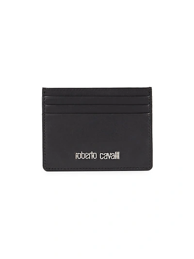 Shop Roberto Cavalli Leather Card Case In Black