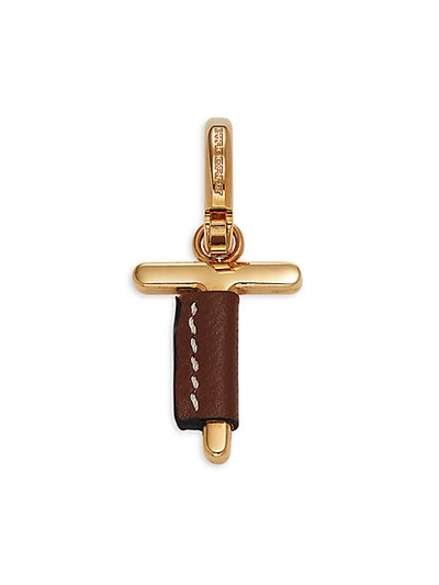 Shop Burberry Leather-wrapped T Letter Charm Enhancer In Letter T
