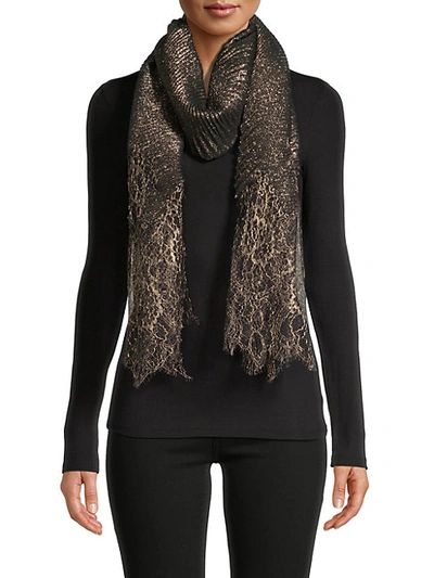 Shop Valentino Lace Wool-blend Shawl In Nero