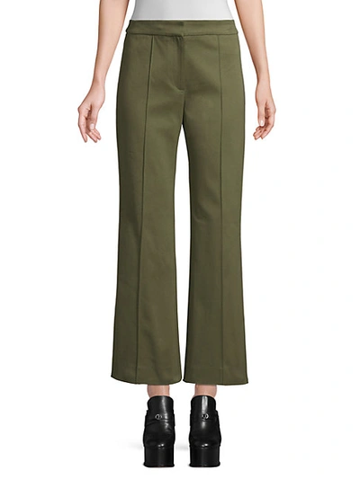 Shop Derek Lam Cropped Flare Twill Trousers In Army