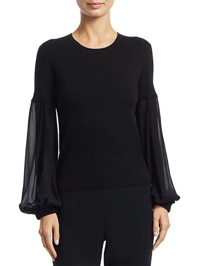 Shop Akris Knit Flare-sleeve Pullover In Black