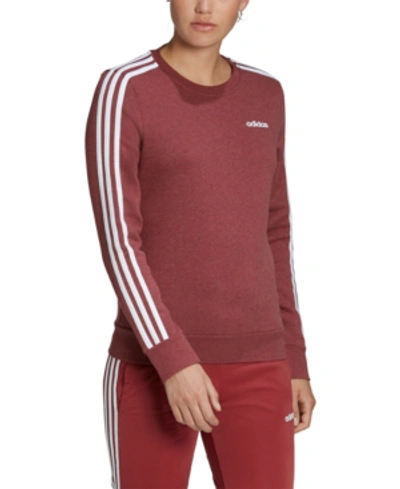 Shop Adidas Originals Adidas Women's Essentials 3-stripe Fleece Sweatshirt In Legacy Red/white
