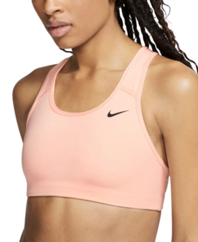 Shop Nike Women's Dri-fit Racerback Medium-support Sports Bra In Washed Coral/black