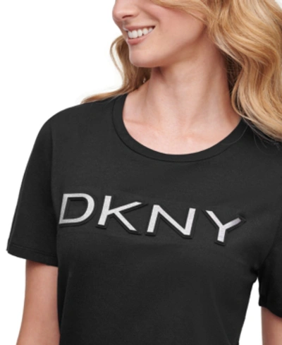 Shop Dkny Glitter Logo T-shirt In Black