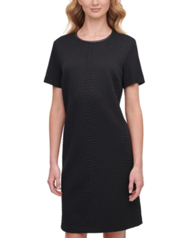 Shop Dkny Textured Mini Dress In Black