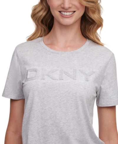 Dkny Logo Cotton And Modal T-shirt In Avenue Grey