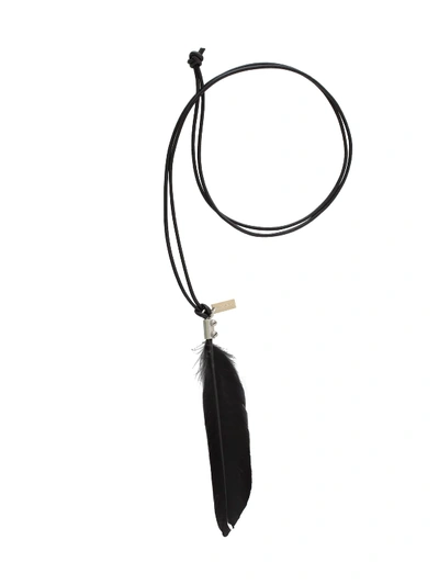 Shop Ann Demeulemeester Necklace Feather In Black