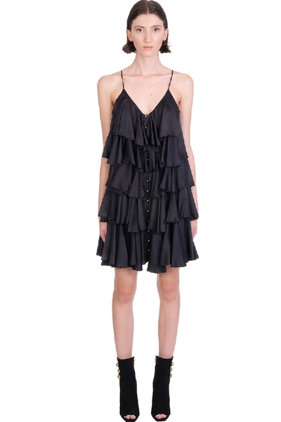 Shop Balmain Dress In Black Silk
