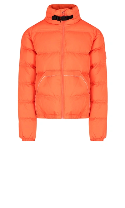 Ader Error Logo Patch Nylon Down Jacket In Orange