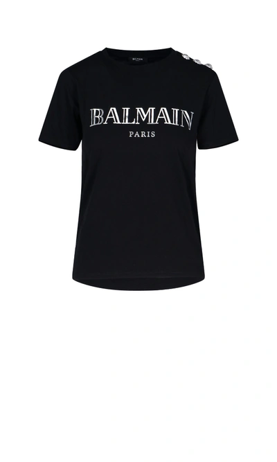 Shop Balmain Short Sleeve T-shirt In Black