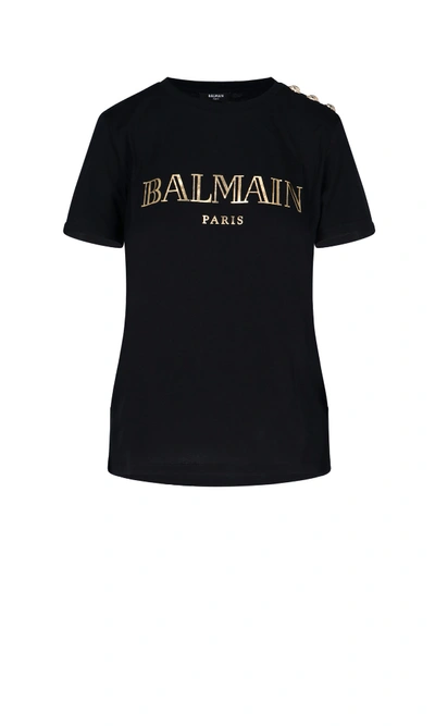 Shop Balmain Short Sleeve T-shirt In Black