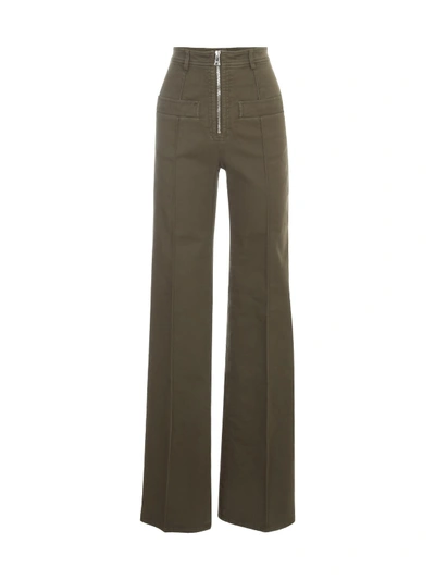 Shop N°21 Fabric High Waisted Straight Pants In Militare