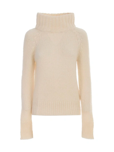 Shop Liviana Conti Sweater W/ribbed High Neck In Moonstone