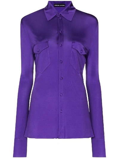 Shop Kwaidan Editions Satin Finish Slim-fit Shirt In Purple