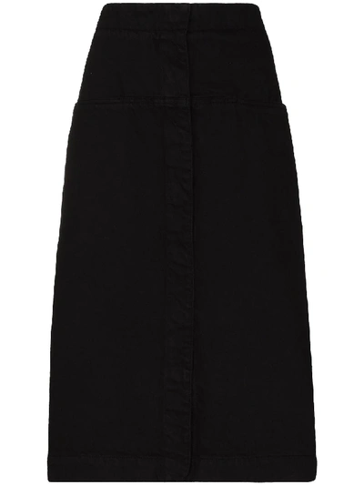 Shop Lemaire Denim A-line Skirt In Black