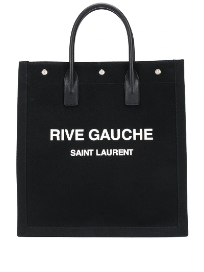 Saint Laurent Black Canvas Rive Gauche Shopping Bag In Pattern