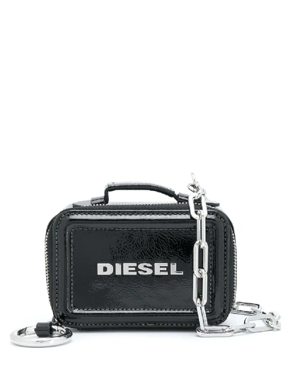 Shop Diesel Square Logo Bag In Black