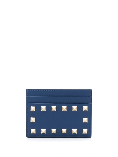 Shop Valentino Rockstud Cardholder In Blue
