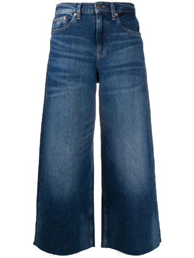 Shop Tommy Jeans Cropped Wide Leg Jeans In Blue