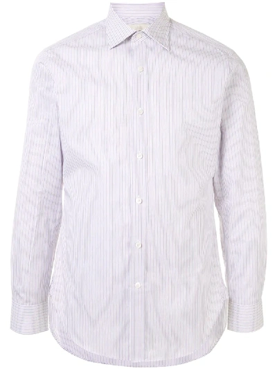 Shop Kent & Curwen Striped Long-sleeved Shirt In Purple